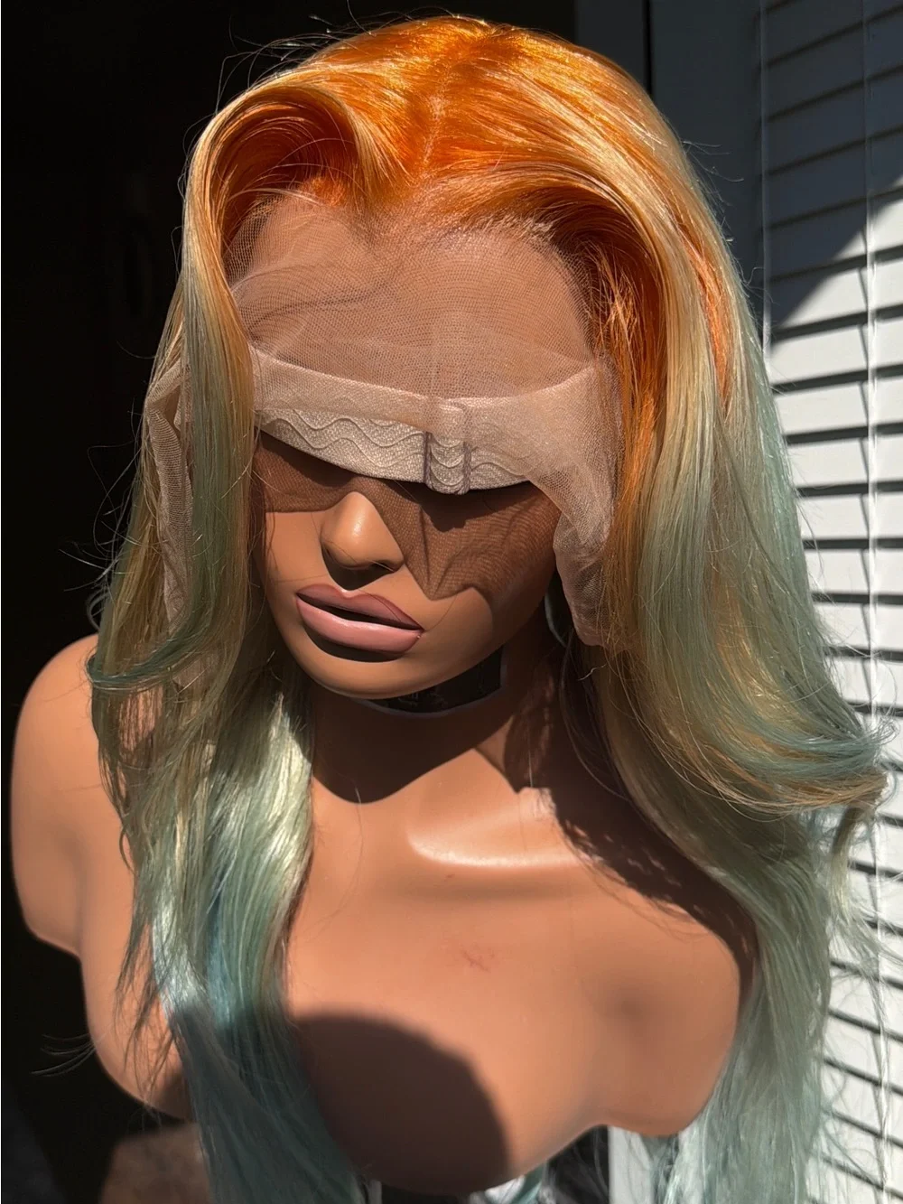 Long 30 in 13x6 Straight Blonde to Blue Ombre Lace Front Wig human hair